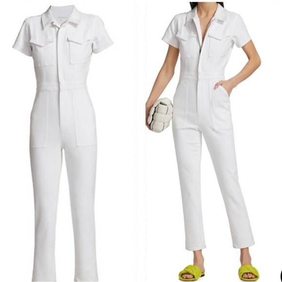 Good American Fit For Success Denim Jumpsuit white size 3 large SOLD OUT - Picture 1 of 6